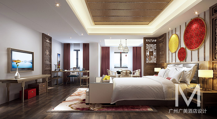 中式风格酒店客房设计效果图-木饰主题